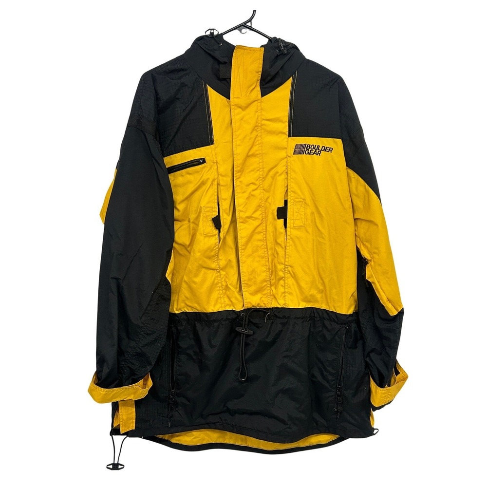 Boulder Gear Hooded Ski Jacket Anorak Medium Yellow Black Gorpcore Retro